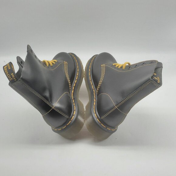 Dr. Martens 1460 Pascal Yellow Stitch Black Leather Men Boots‎ Size 5 - Picture 6 of 11